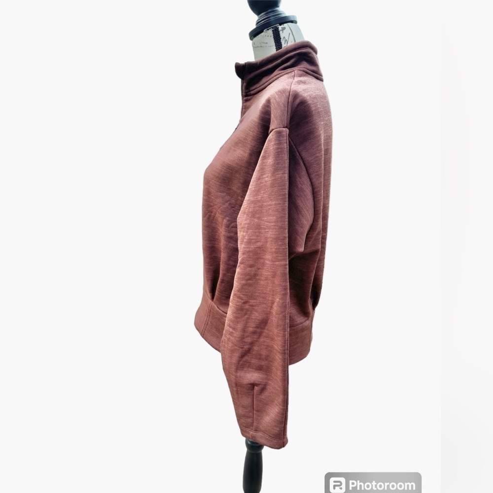 Athleta Sweatshirt Mahogany Heather Altitude Half Zip Polartec Womens Medium - Picture 2 of 14